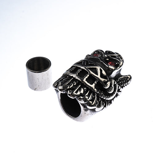 Stainless Steel Antique Silver Magnetic Glue-In Cord Clasp Skull 