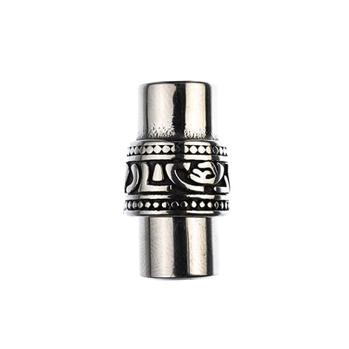 Stainless Steel Antique Silver Glue-In Cord Tube Clasp 25x14mm (8mm Hole) - Cosplay Supplies Inc