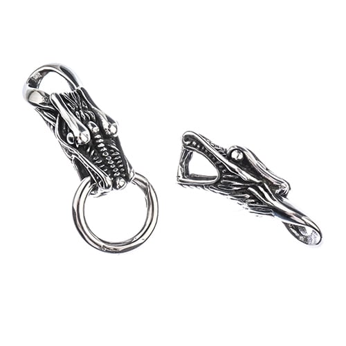 Stainless Steel Antique Silver Dragon Head Clasp 37x13mm/18mm