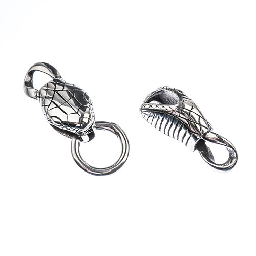 Stainless Steel Antique Silver Snake Head Clasp 34x15mm/18mm