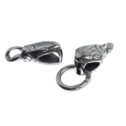 Stainless Steel Antique Silver Snake Head Clasp 34x15mm/18mm - Cosplay Supplies Inc