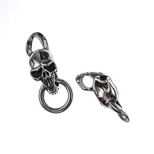 Stainless Steel Antique Silver Skull Clasp 35x14mm/18mm