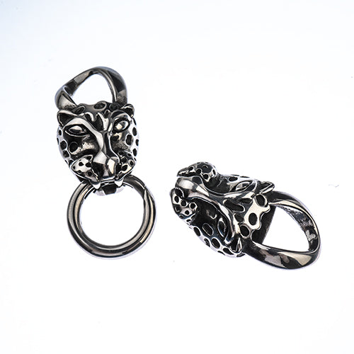 Stainless Steel Antique Silver Leopard Head Clasp 32x17mm/18mm