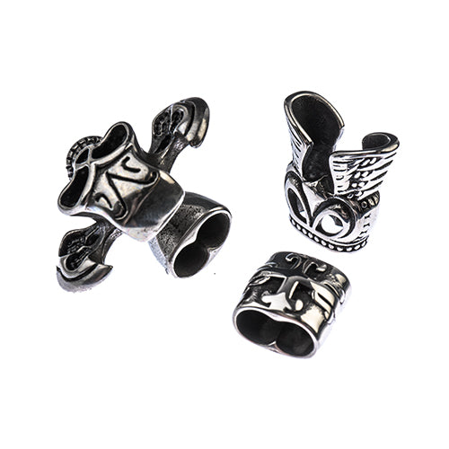 Stainless Steel Antique Silver Skull Two Hole Clasp 36x32mm/12x12mm 