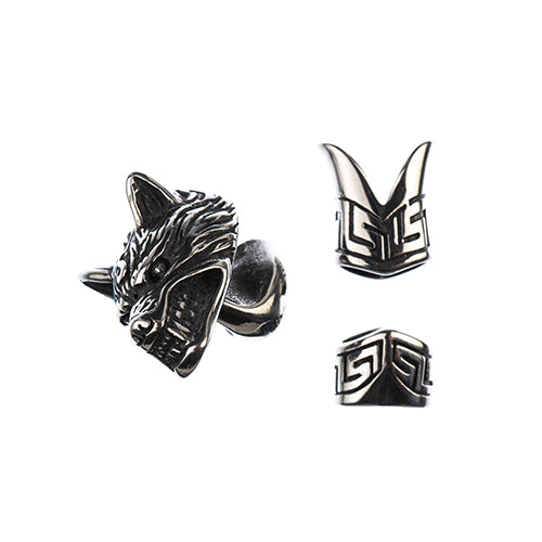 Stainless Steel Antique Silver Wolf Two Hole Clasp 32x20mm/10x13mm - Cosplay Supplies Inc