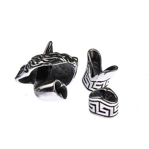 Stainless Steel Antique Silver Wolf Two Hole Clasp 32x20mm/10x13mm 