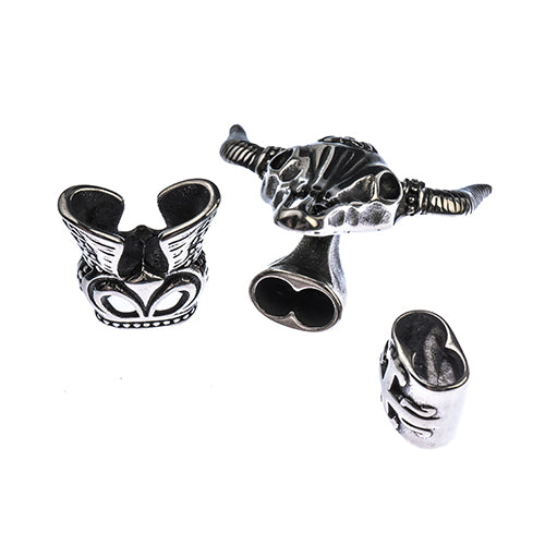 Stainless Steel Antique Silver Ox Head Two Hole Clasp 41x39mm/12x13mm 