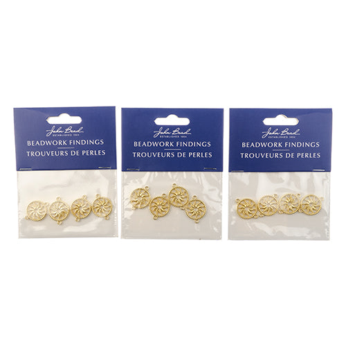 Beadwork Findings  Pendant Circle with Sun 16x21mm 4pcs