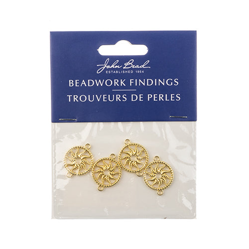 Beadwork Findings  Pendant Circle with Sun 16x21mm 4pcs