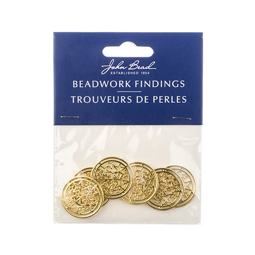 Beadwork Findings  Pendant Circle with Stars 22mm 6pcs