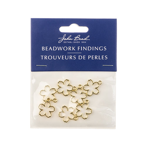 Beadwork Findings  Pendant Five Petal Flower 15x17mm 7pcs