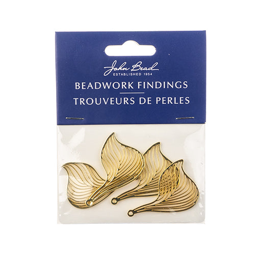 Beadwork Findings  Pendant Leaf 25x38mm 4pcs