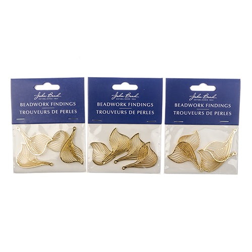 Beadwork Findings  Pendant Leaf 25x38mm 4pcs