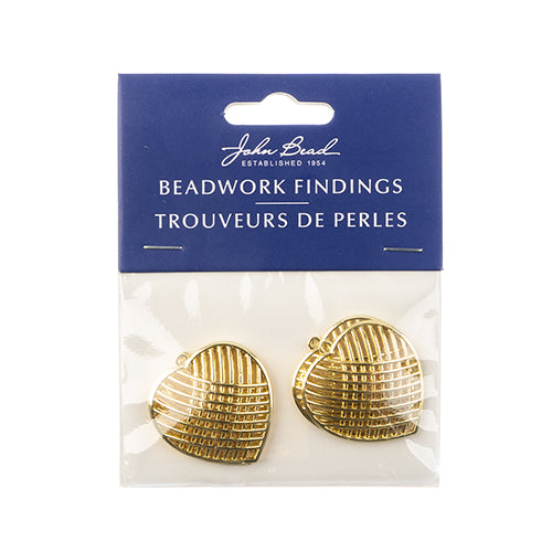 Beadwork Findings  Pendant Crossed Heart 29x31mm 4pcs