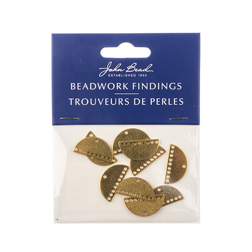 Beadwork Findings  Pendant Half Moon Semicircle with 9+1 Holes 10pc