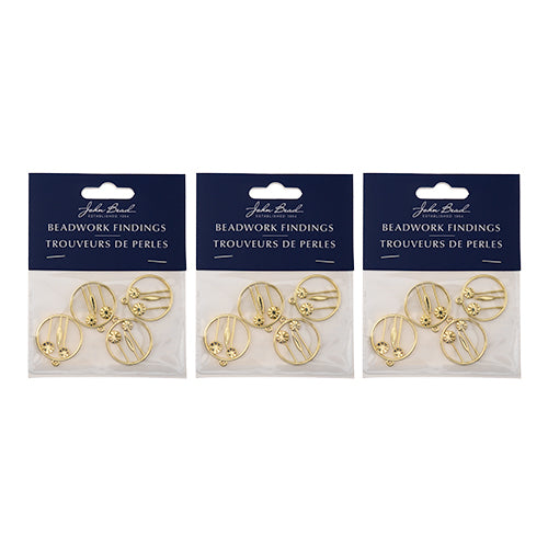 Beadwork Findings  Pendant Circle with Flowers 22x25mm 4pcs