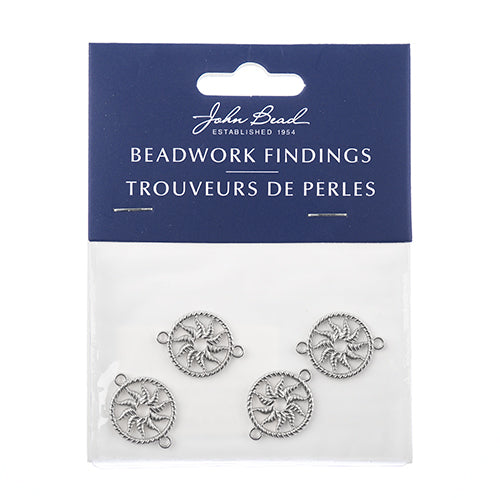 Beadwork Findings  Pendant Circle with Sun 16x21mm 4pcs