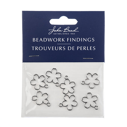 Beadwork Findings  Pendant Five Petal Flower 15x17mm 7pcs