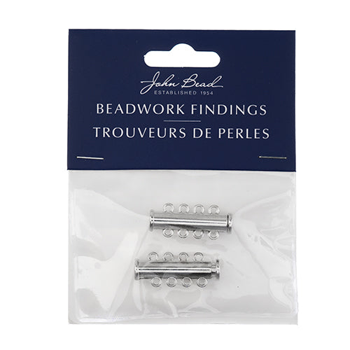 Beadwork Findings Tube Slide Clasp with 4-Strands 2pc