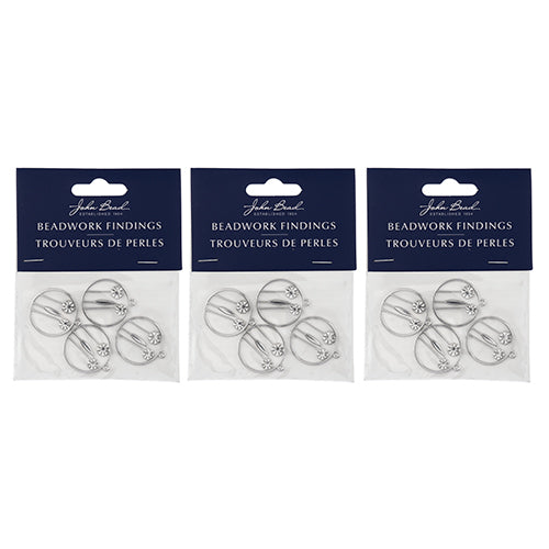 Beadwork Findings  Pendant Circle with Flowers 22x25mm 4pcs