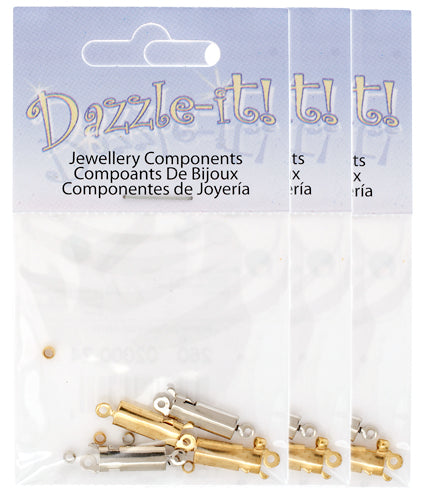 Bullet Clasps & Crimps Gold Silver- 4 Sets