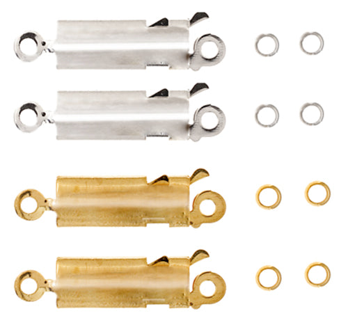Bullet Clasps & Crimps Gold Silver- 4 Sets