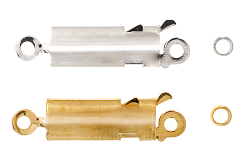 Bullet Clasps & Crimps Gold Silver- 4 Sets