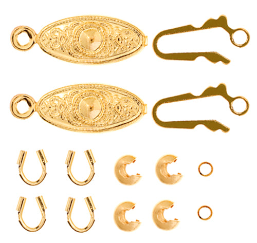 Fancy Fish Hook Clasp 1 Loop Lead Free / Nickel Free - 2 Sets