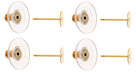 Ear Studs Flat & Barrel Clutch w/plastic - 2 pairs