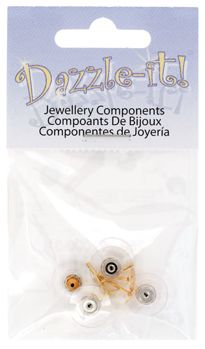 Ear Studs Flat & Barrel Clutch w/plastic - 2 pairs