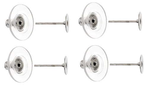 Ear Studs Flat & Barrel Clutch w/plastic - 2 pairs