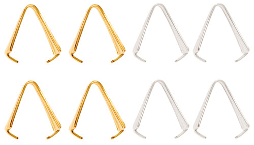 Pinch Bails 10mm 8pcs Gold & Silver