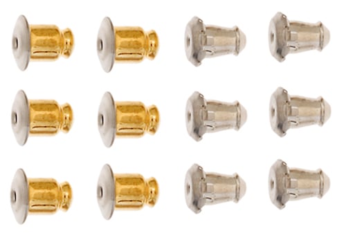 Earring Clutch Bullet Lead Free / Nickel Free Gold & Silver - 6 pairs