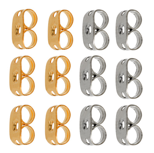 Earring Clutch Butterfly Lead Free / Nickel Free Gold & Silver - 6 pairs