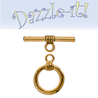 Toggle Plain 21x16mm Round  Antique Gold - 1 Set