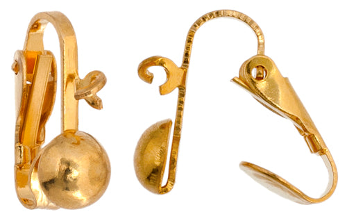 Earring Clip-on Ball w/Ring Lead Free / Nickel Free 6.5mm Gold - 4 Pairs