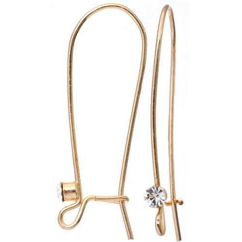 Kidney Earwire w/Rhinestone 1.5in - 2 pieces
