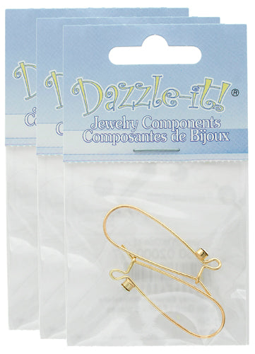 Kidney Earwire w/Rhinestone 1.5in - 2 pieces