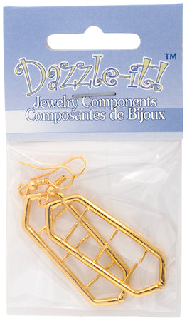 Interchangeable Earring-Rectangle (1pr) 41x15mm Gold 