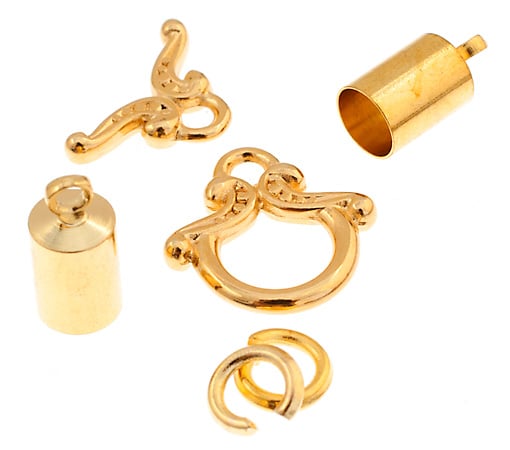 Kumihimo Finding Kit Gold End Cap/Jump Ring/Toggle