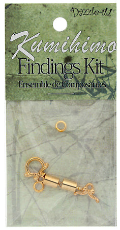 Kumihimo Finding Kit Gold End Cap/Jump Ring/Toggle