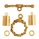 Kumihimo Finding Kit Gold End Cap/Jump Ring/Toggle