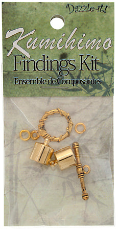 Kumihimo Finding Kit Gold End Cap/Jump Ring/Toggle