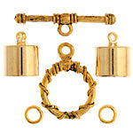 Kumihimo Finding Kit Gold End Cap/Jump Ring/Toggle