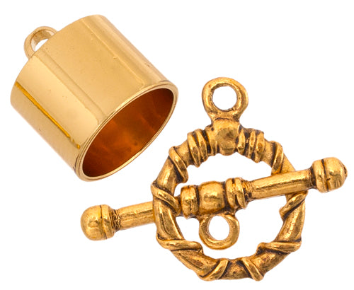 Kumihimo Finding Kit Gold End Cap/Jump Ring/Toggle