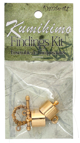 Kumihimo Finding Kit Gold End Cap/Jump Ring/Toggle