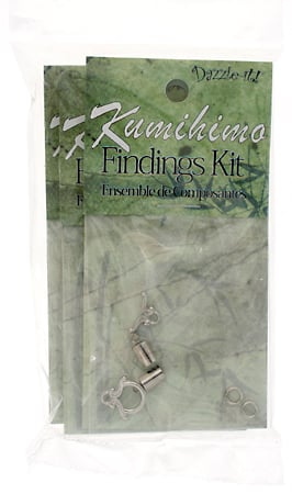 Kumihimo Finding Kit Silver End Cap/Jump Ring/Toggle