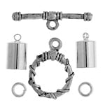 Kumihimo Finding Kit Silver End Cap/Jump Ring/Toggle