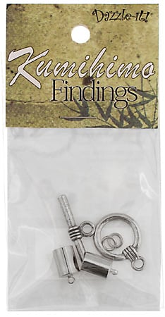 Kumihimo Finding Kit Silver End Cap/Jump Ring/Toggle