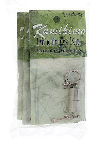 Kumihimo Finding Kit Silver End Cap/Jump Ring/Toggle